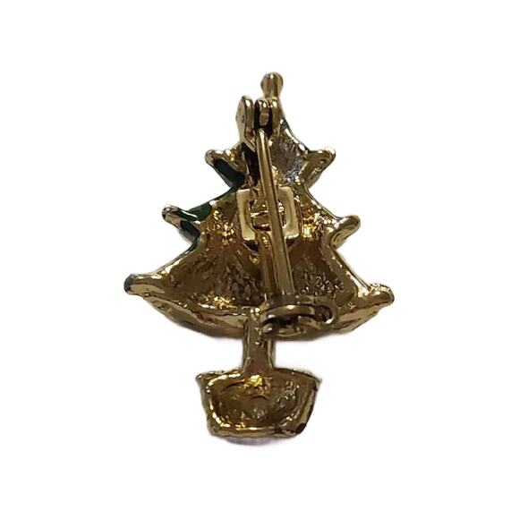 Vintage Enamel Christmas Tree Brooch Pin - Picture 4 of 9